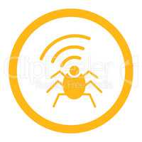 Radio spy bug flat yellow color rounded vector icon