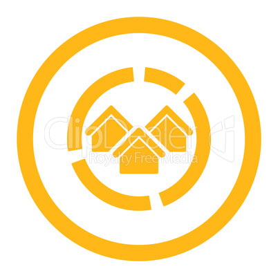 Realty diagram flat yellow color rounded vector icon