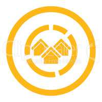 Realty diagram flat yellow color rounded vector icon