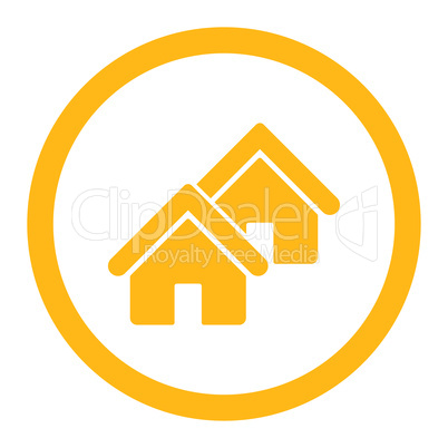 Realty flat yellow color rounded vector icon