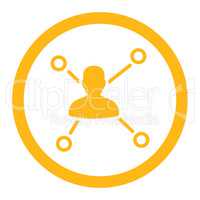 Relations flat yellow color rounded vector icon