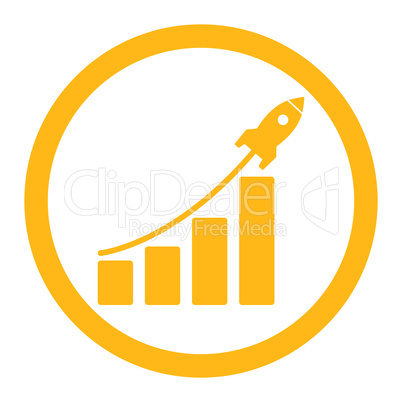 Startup sales flat yellow color rounded vector icon