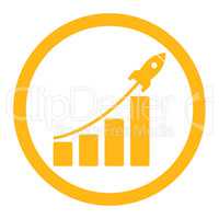 Startup sales flat yellow color rounded vector icon