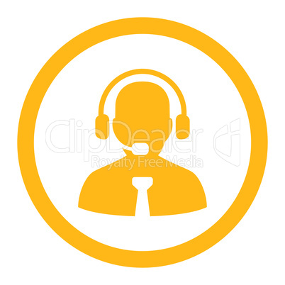 Support chat flat yellow color rounded vector icon