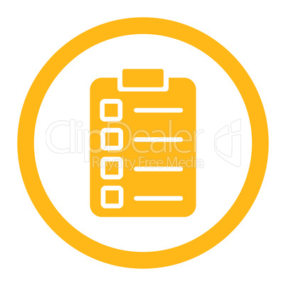 Test task flat yellow color rounded vector icon