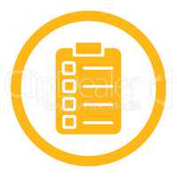 Test task flat yellow color rounded vector icon