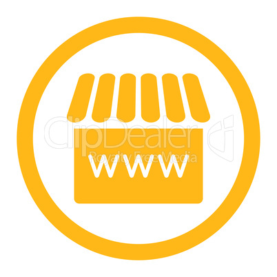 Webstore flat yellow color rounded vector icon