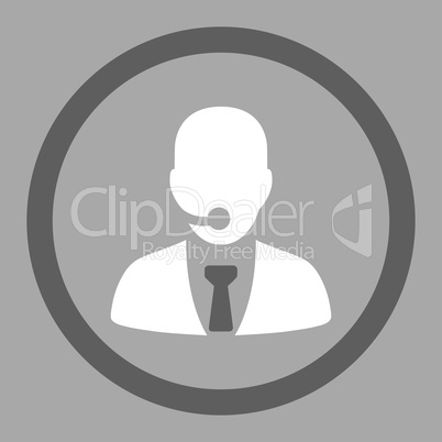 Call center operator flat dark gray and white colors rounded vector icon