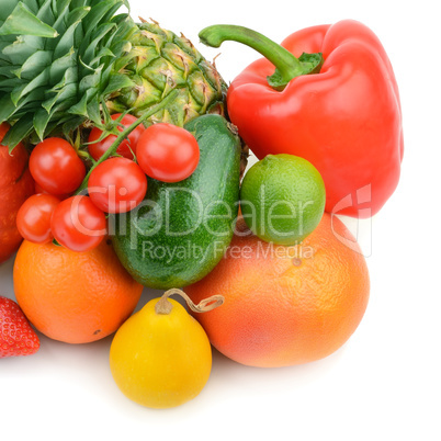 fruits and vegetables isolated on white background