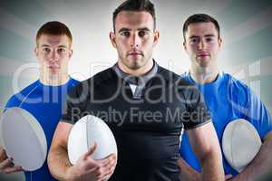 Composite image of tough rugby players