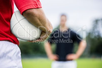 Rugby players playing a match