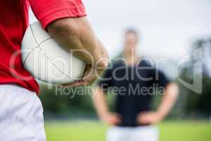 Rugby players playing a match