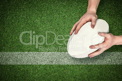 Composite image of a rugby player scoring a try