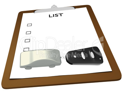 Clipboard with car keys