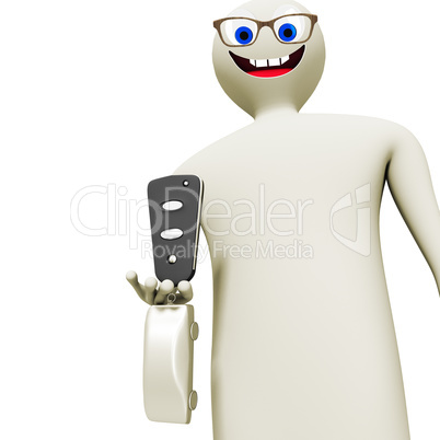 Cartoon character with car key