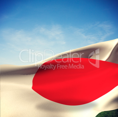 Composite image of red circle on japan flag