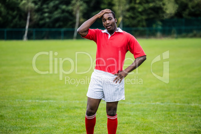 Rugby player taking a break