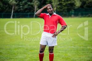 Rugby player taking a break