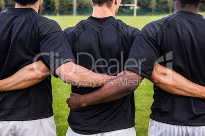 Rugby players standing together before match