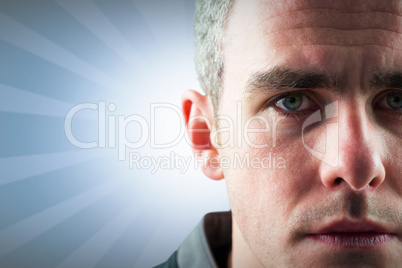 Composite image of a rugby player looking at the camera