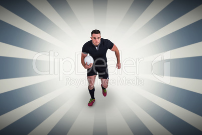 Composite image of rugby player running with the ball