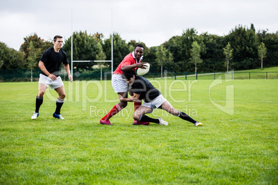 Rugby players playing a match