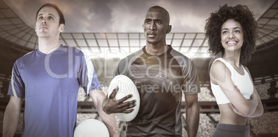 Composite image of fit people Composite image of fit people