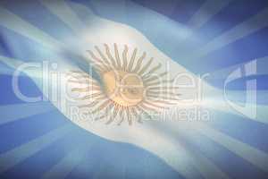 Composite image of close-up of argentina flag waving