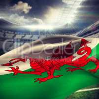 Composite image of waving flag of wales