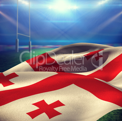 Composite image of close-up of waving georgia flag
