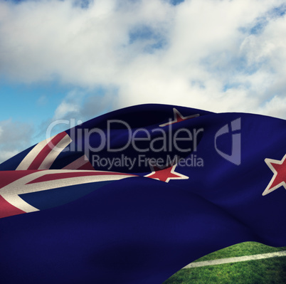 Composite image of waving flag of new zealand
