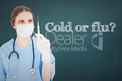 Cold or flu? against chalkboard