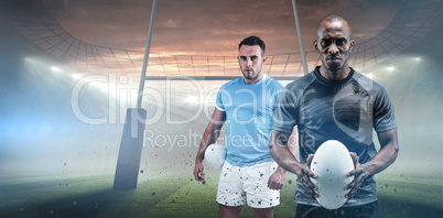 Composite image of rugby player looking at camera Composite image of rugby player looking at camera