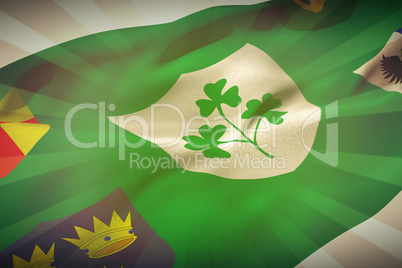 Composite image of flag of the irfu with the centenary logo