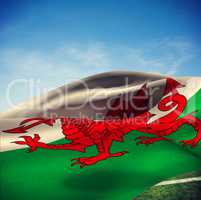 Composite image of waving flag of wales