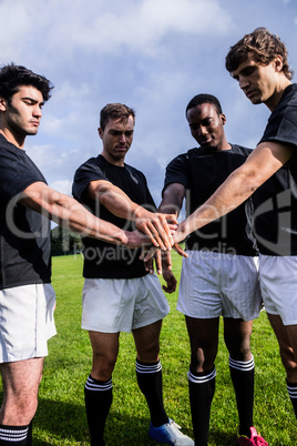 Rugby players standing together before match