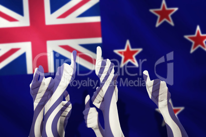 Composite image of hands up and thumbs raised