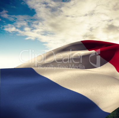 Composite image of low angle view of france flag