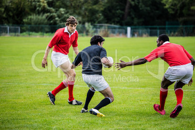 Rugby players playing a match