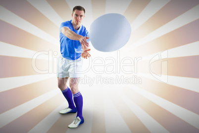 Composite image of rugby player throwing a rugby ball