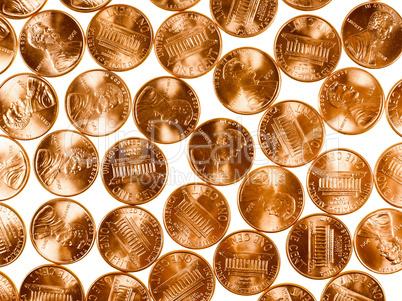 Retro look Dollar coins 1 cent wheat penny cent