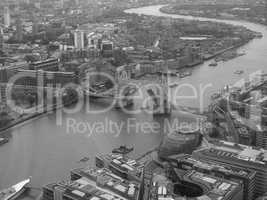 Black and white Aerial view of London