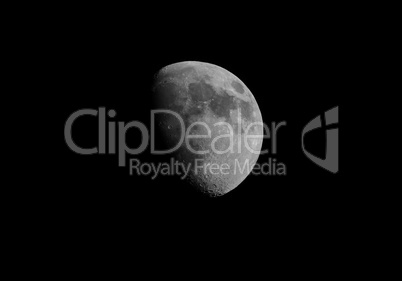 Black and white Gibbous moon