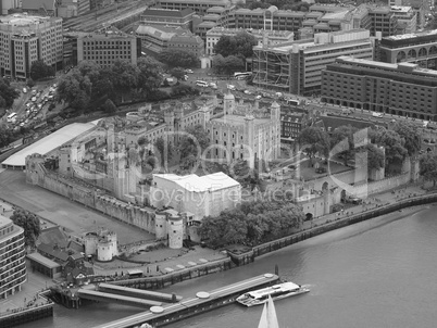 Black and white Aerial view of London