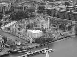 Black and white Aerial view of London