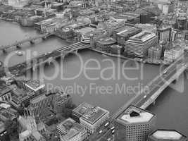 Black and white Aerial view of London