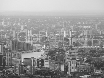 Black and white Aerial view of London