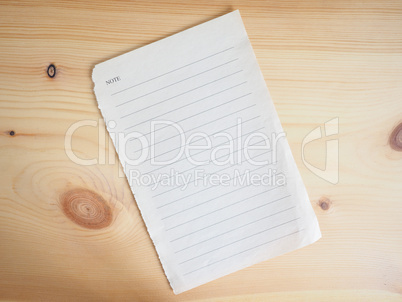 Blank note book page