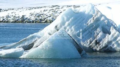 Ice blocks melting at the glacier lagoon Jokulsarlon