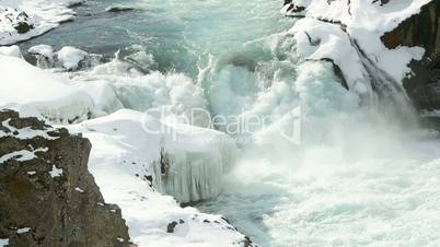 Waterfall Dettifoss in wintertime, Iceland